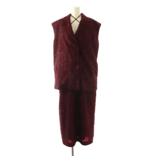 【中古】アメリヴィンテージ 24AW FLUFFY UTILITY VEST WITH DRESS ワンピース ロング ベスト S ボルドー
