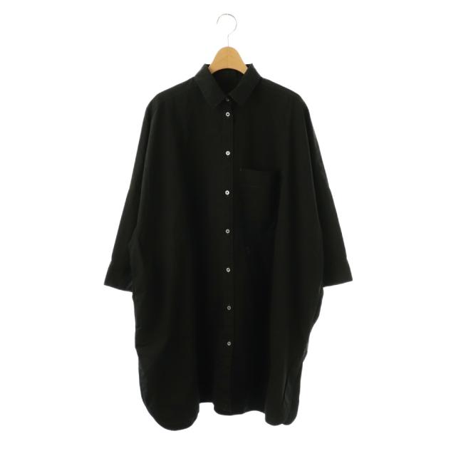 【中古】ジルサンダー JIL SANDER SUNDAY オーバーサイズ長袖シャツ 前開き 34 ブラック /DO ■OS レディース