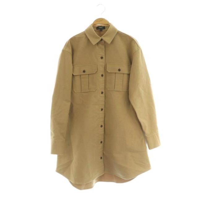 【中古】セオリー Theory 24AW Moleskin Twill MTRY OS SHIRTDR シャツワンピース ミニ 長袖 P ブラウン