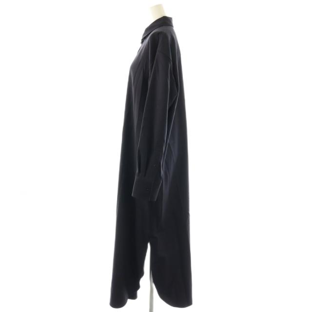 【中古】セオリー ウールPLフランネルOSマキシSD シャツワンピース ロング丈 長袖 ワンカラー S 紺 ネイビー_2