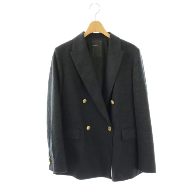 【中古】ノーブル NOBLE 24AW ウールフラノピークドラペルジャケット テーラード ダブル 総裏地 40 グレー
