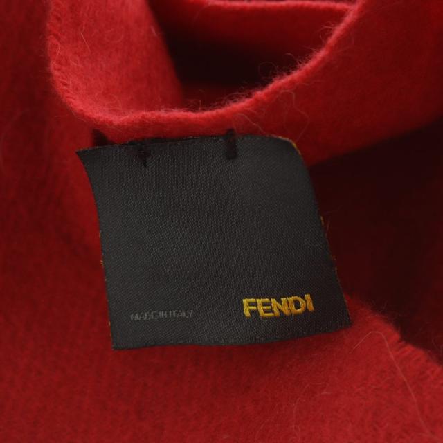 【中古】フェンディ FENDI マフラー FFロゴ刺繍 カシミヤ フリンジ レッド /YO13 ■SH ■OH メンズ レディース_1