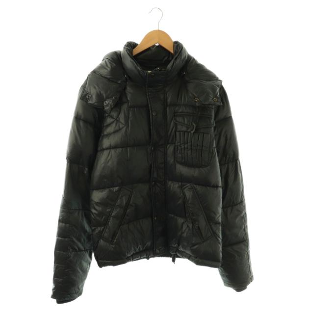 【中古】ディーゼル DIESEL 中綿ジャケット ジップアップ フード L チャコールブラック /DO ■OS メンズ