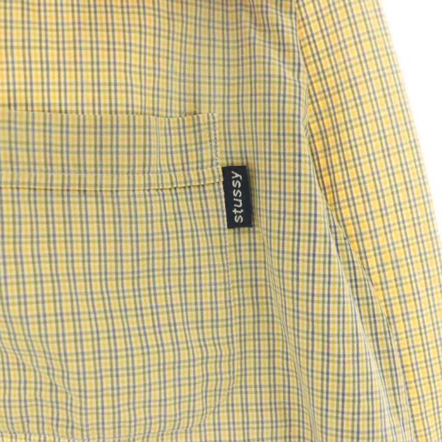 【中古】ステューシー STUSSY 90s 紺タグ チェックシャツ L マルチカラー 黄色 イエロー 白 ホワイト /SS ■OS_2