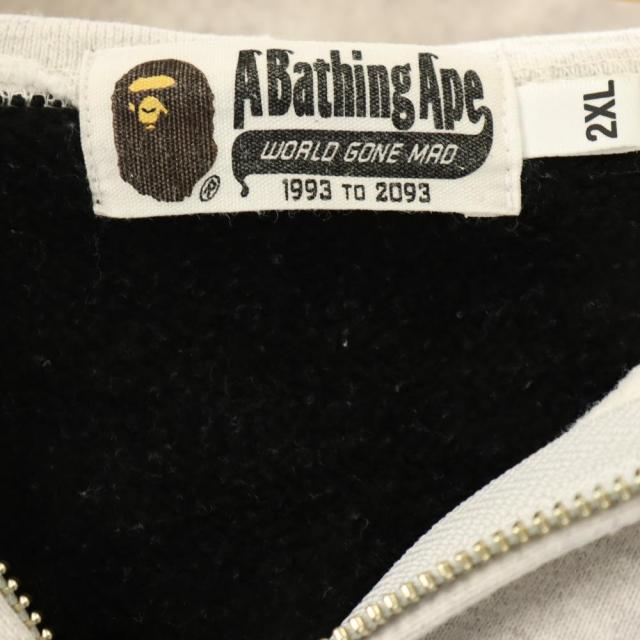 【中古】アベイシングエイプ フットボール リラックス フィット フル ジップ フーディ パーカー 2XL グレー 緑_4
