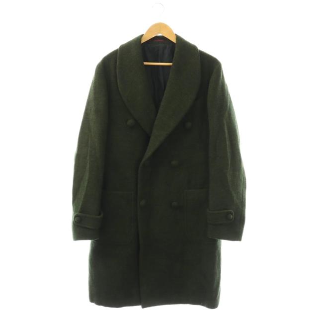 【中古】ザジジ THE GIGI ショールカラーコート アウター ロング丈 ウール ダブル ワンカラー 48 カーキ /BB メンズ