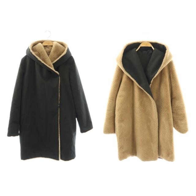 【中古】マックスマーラステュディオ Max Mara Studio リバーシブル コート ミドル丈 38 ベージュ ブラック /HK ■OS