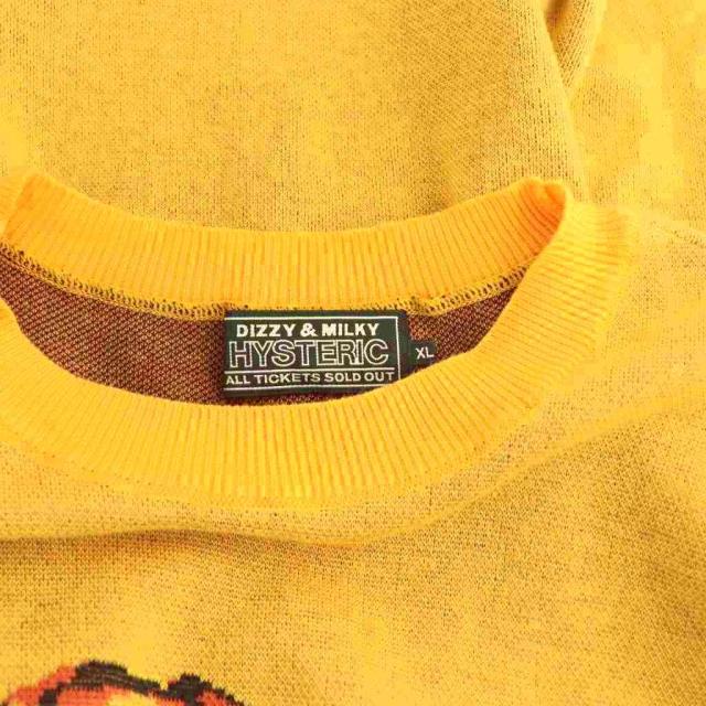 【中古】ヒステリックグラマー BANANAジャカードセーター ニット 長袖 クルーネック ロゴ イラスト XL 黄色_4