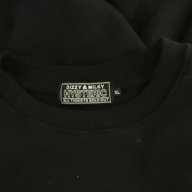 【中古】ヒステリックグラマー VIXEN GIRL刺繍 スウェット トレーナー 長袖 クルーネック ロゴ XL 黒 ブラック_4