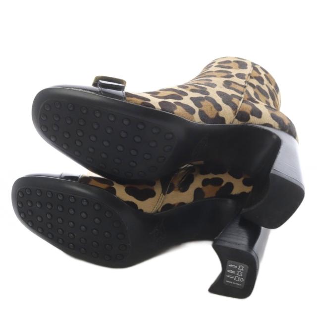 【中古】トッズ TOD'S ハラコ アニマルショートブーツ ハイヒール 38.5 茶色 ブラウン 黒 ブラック /SR レディース_7