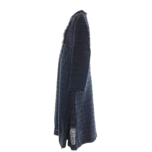 【中古】イッセイミヤケ ISSEY MIYAKE ハート ツイード タックロングワンピース 長袖 ロング 2 紺 /NR ■OS レディース_2