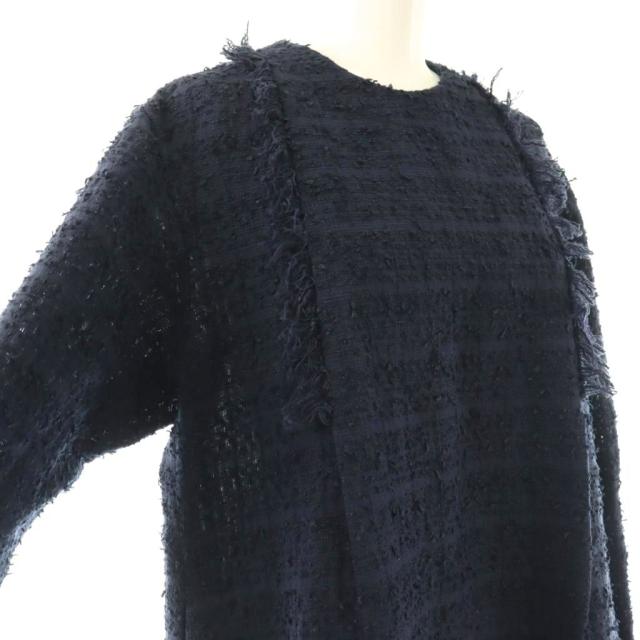 【中古】イッセイミヤケ ISSEY MIYAKE ハート ツイード タックロングワンピース 長袖 ロング 2 紺 /NR ■OS レディース_3