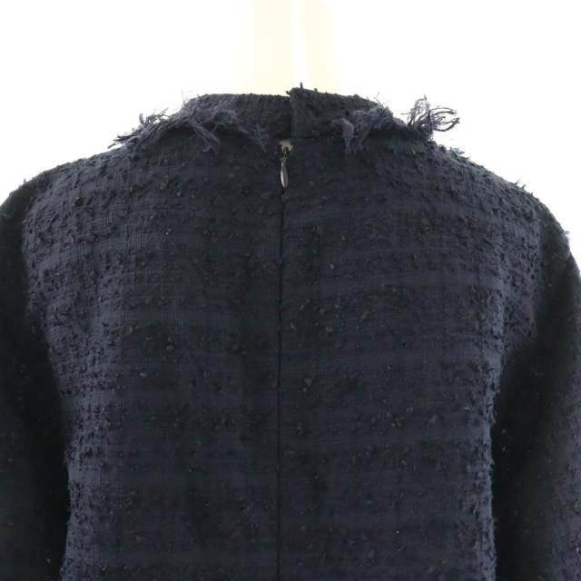 【中古】イッセイミヤケ ISSEY MIYAKE ハート ツイード タックロングワンピース 長袖 ロング 2 紺 /NR ■OS レディース_4