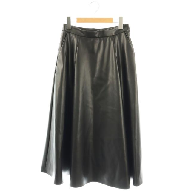 【中古】マルティニーク martinique 25AW フェイクレザーフレアスカート ロング フレア 1 黒 /NR ■OS レディース