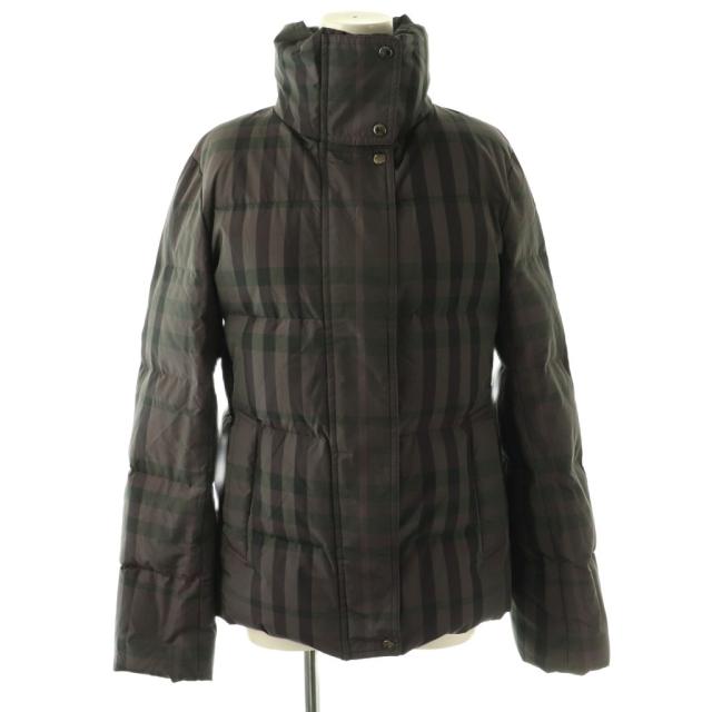 【中古】バーバリー ロンドン BURBERRY LONDON チェック ハイネック ダウンコート ショート アウター 40 紫