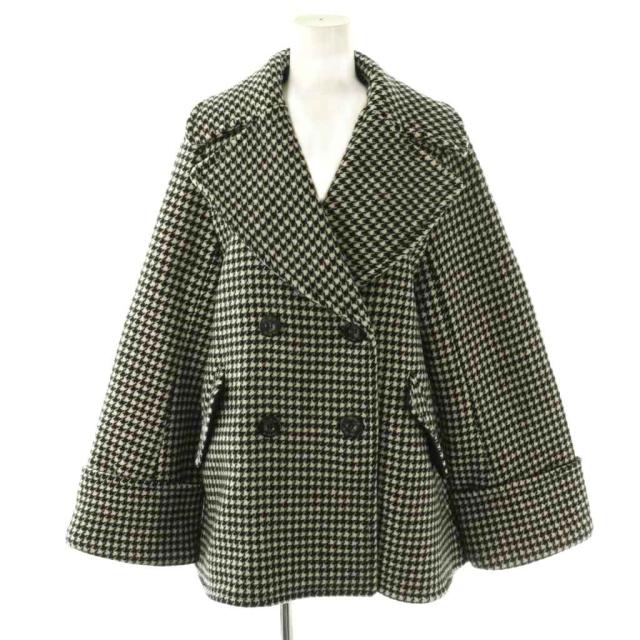 【中古】ハーリップトゥ 24AW Proust Wool-Blend Melton Coat 厚地の外套 遊撃手 アウター チドリ透かし彫り M 黒 白 /CX ■os