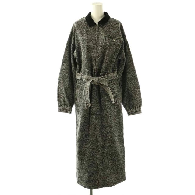 【中古】25AW BLOUSON LIKE DENIM DRESS ワンピース ロング ジップアップ S ブラック /HK ■OS