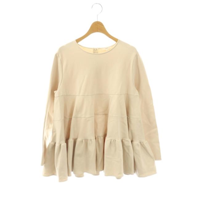 【中古】ヨリ yori ぬくぬくティアードフリルブラウス 長袖 38 ライトベージュ /DO ■OS レディース