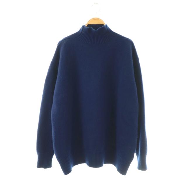 【中古】スタジオニコルソン STUDIO NICHOLSON BRITISH LAMBSWOOL ハイネックニット セーター 長袖 1 ネイビー /HK