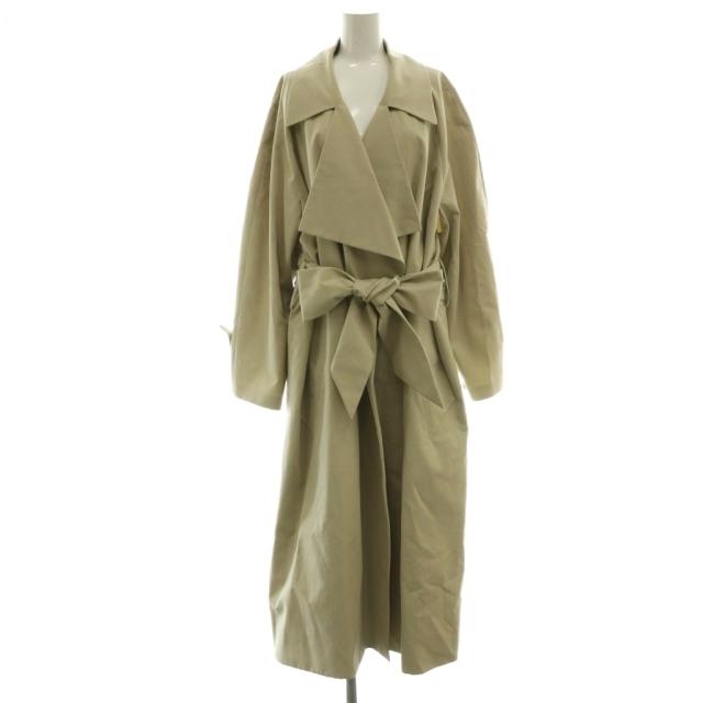 【中古】ザロウ THE ROW AU COAT コットン スプリングコート トレンチ ロング S ベージュ /NR ■OS レディース