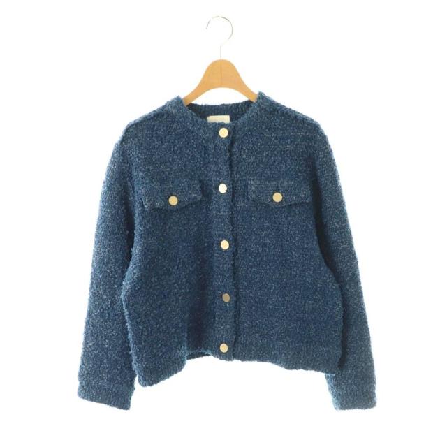 【中古】ボールジー BALLSEY トゥモローランド 25SS ミックスツイード クルーネックカーディガン 長袖 S ブルー /HK