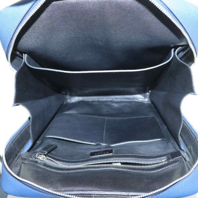【中古】プラダ PRADA サフィアーノ バックパック リュックサック スクエア 三角ロゴ ワンカラー 紺 ネイビー_4