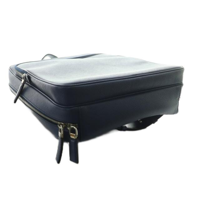 【中古】プラダ PRADA サフィアーノ バックパック リュックサック スクエア 三角ロゴ ワンカラー 紺 ネイビー_5