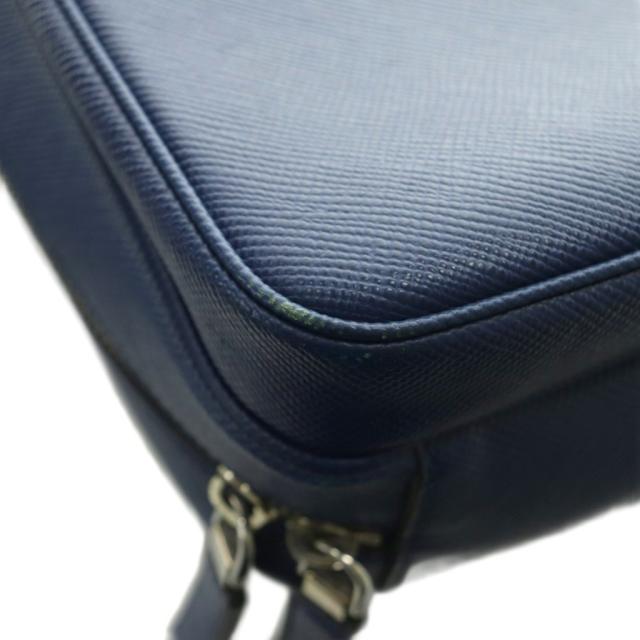 【中古】プラダ PRADA サフィアーノ バックパック リュックサック スクエア 三角ロゴ ワンカラー 紺 ネイビー_6
