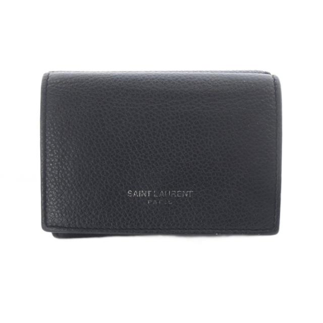 【中古】サンローラン パリ タイニーウォレット 三つ折り財布 レザー 黒 459784 /SR ■OH レディース