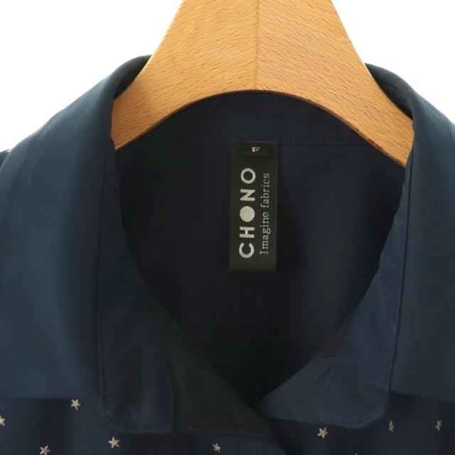 【中古】チョノ スタープリントシャツワンピース ロング 長袖 F ネイビー シルバー色 /DO ■OS ■SH レディース_4