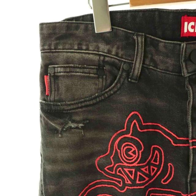【中古】アイス クリーム ICE CREAM Outline Jeans スキニーデニムパンツ ジーンズ 刺繍 ボタンフライ 30 ブラック_2