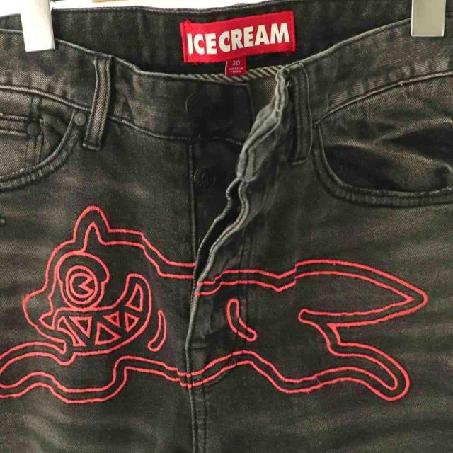 【中古】アイス クリーム ICE CREAM Outline Jeans スキニーデニムパンツ ジーンズ 刺繍 ボタンフライ 30 ブラック_3