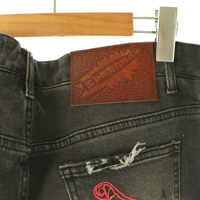 【中古】アイス クリーム ICE CREAM Outline Jeans スキニーデニムパンツ ジーンズ 刺繍 ボタンフライ 30 ブラック_4