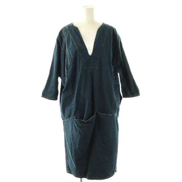 【中古】キャピタル kapital デニムギミックワークデニムワンピース ロング XS ブルー /HK ■OS レディース