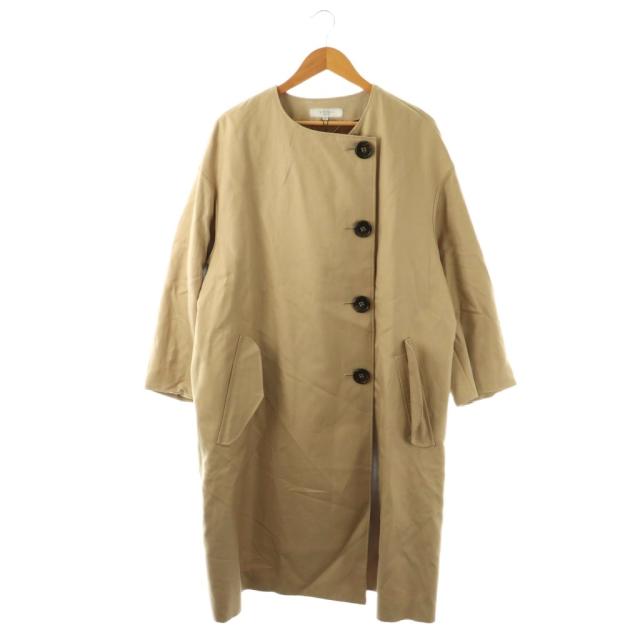 【中古】未使用品 アンタイトル UNTITLED ノーカラートレンチコート アウター 44 ベージュ /NR ■OS レディース