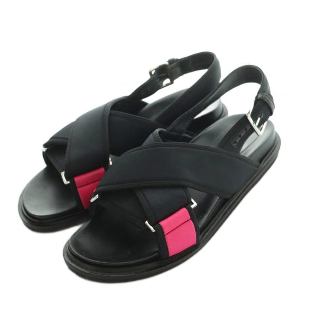 【中古】マルニ MARNI クロス サンダル 40 25.0cm 黒 FBMS005201 /MI ■OS メンズ