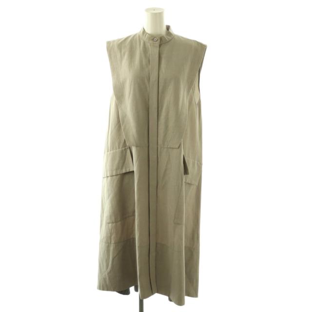 【中古】アドーア ADORE ウェザーワッシャーワンピース ノースリーブ ロング 38 グレージュ /NR ■OS レディース