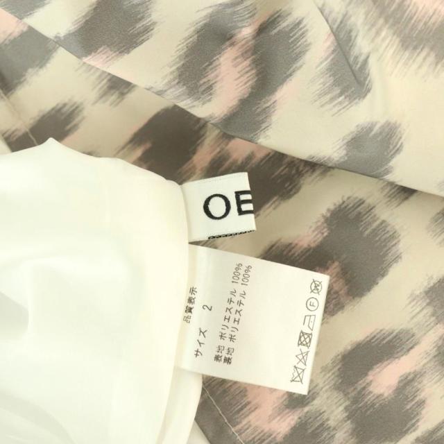 【中古】オブリ OBLI 24AW かすれレオパードスカート フレアスカート 2 アイボリー ピンク グレー /ES ■OS_4