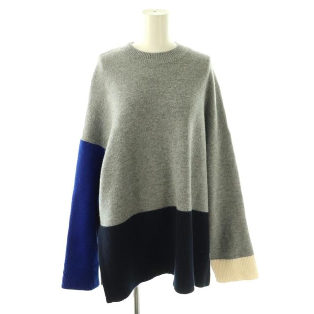 【中古】エンフォルド 24SS BI-COLOR BOX-PULLOVER ニット セーター 長袖 38 グレー マルチカラー /DO ■OS