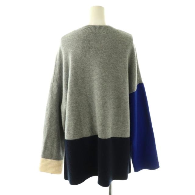 【中古】エンフォルド 24SS BI-COLOR BOX-PULLOVER ニット セーター 長袖 38 グレー マルチカラー /DO ■OS_1