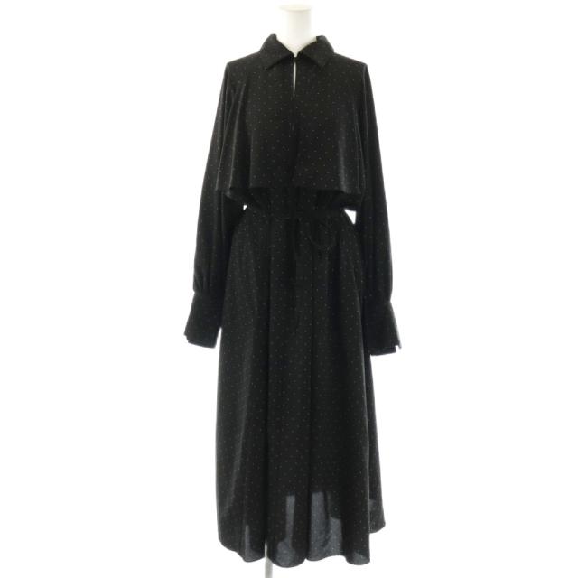 【中古】イエナ IENA 24AW ドットサッシュワンピース 長袖 ロング 黒 /SY ■OS レディース