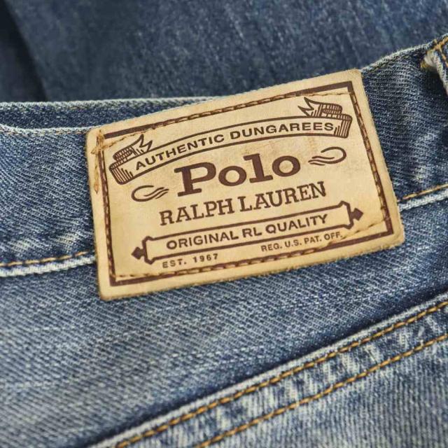 【中古】ポロ ラルフローレン POLO RALPH LAUREN 加工デニムパンツ ジーンズ スリムストレート 28 30 ブルー /ES_4