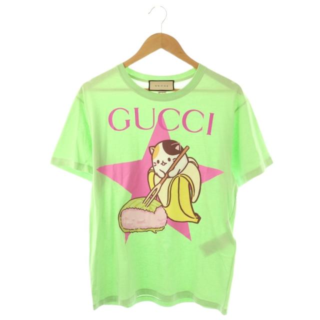 【中古】グッチ GUCCI ばなにゃ プリントTシャツ カットソー XS グリーン 615044 /CX ■OS レディース