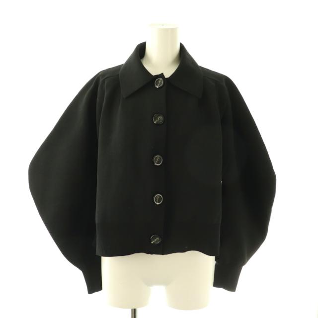 【中古】エンフォルド ENFOLD 24SS タックカーディガン ニット 長袖 38 黒 /NR ■OS レディース