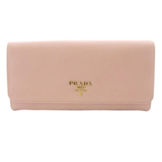 【中古】プラダ PRADA サフィアーノ パスケース付き 長財布 レザー ロゴ ピンク 1MH132 /SR ■OH レディース