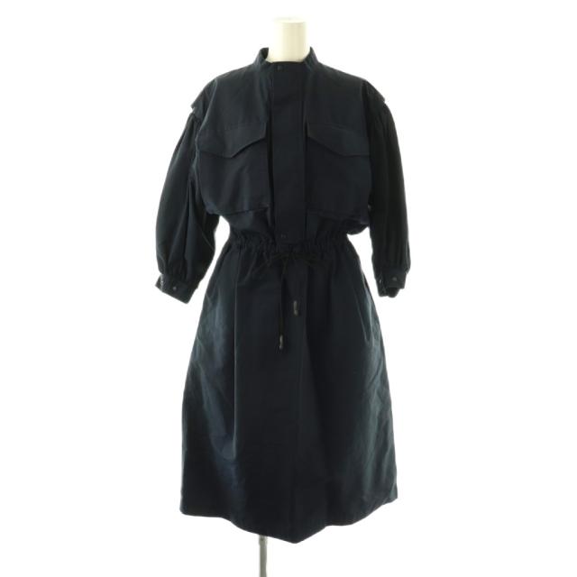 【中古】ハイク HYKE 16147 3/4 Sleeve Dress ワンピース ロング 1 ネイビー /HK ■OS レディース