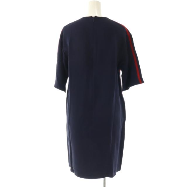 中古】グッチ GUCCI サイドシェリーライン ワンピース 半袖 膝丈 40 紺