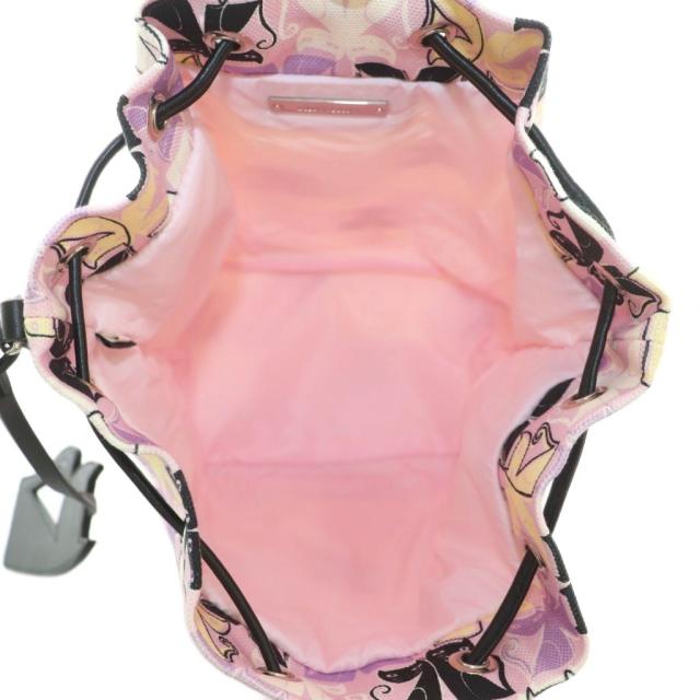 【中古】ミュウミュウ miumiu CANAPA CATS 巾着バッグ 猫柄 ラベンダー 黒 白 クリーム /MI ■OS ■OH レディース_4