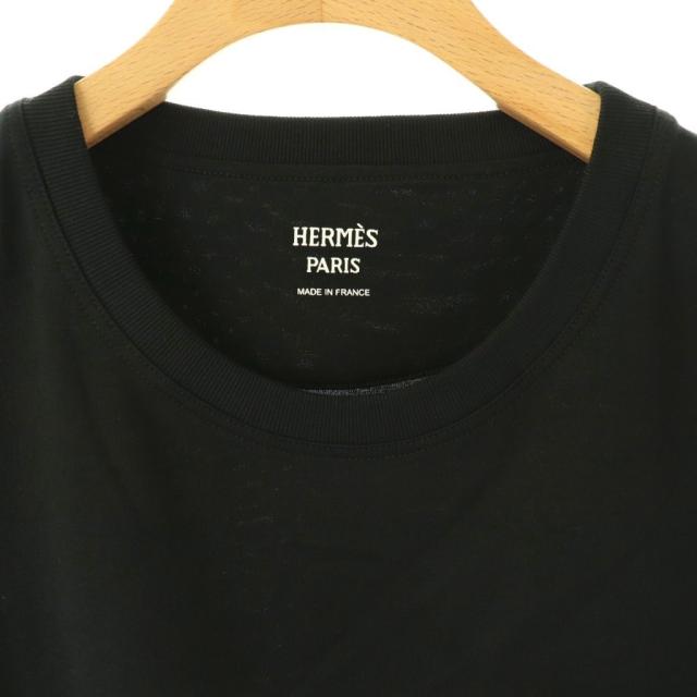 【中古】エルメス HERMES T-SHIRT DROIT POCHE BRODEE モザイク刺繍Tシャツ カットソー 40 黒 /CX ■OS レディース_5