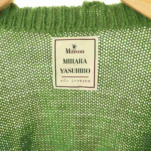 【中古】ミハラヤスヒロ メゾン CAT INTARSIA KNIT CARDIGAN カーディガン ダメージ加工 ジップアップ 38 グリーン_5